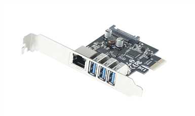 PCI Express to 3 Ports USB 3.1 Gen1 Type-A Host Controller Card+1 Port Gigabit Lan