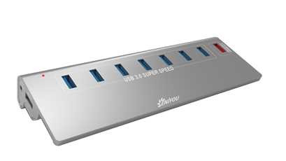 Aluminum 8 Port USB3.0 HUB(7 Port USB 3.0 HUB + 1 Port quick charge 2.1A)